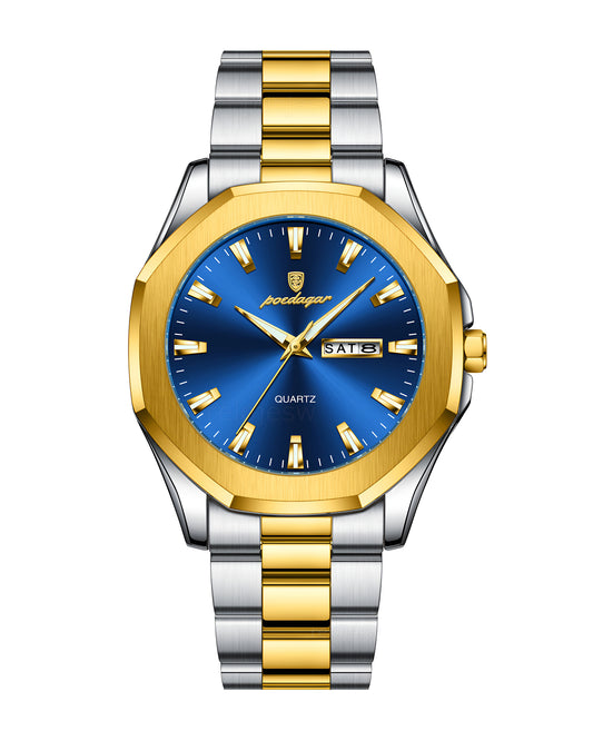 Reloj Poedagar Hombre Plateado y Dorado PG-875-BIAZ