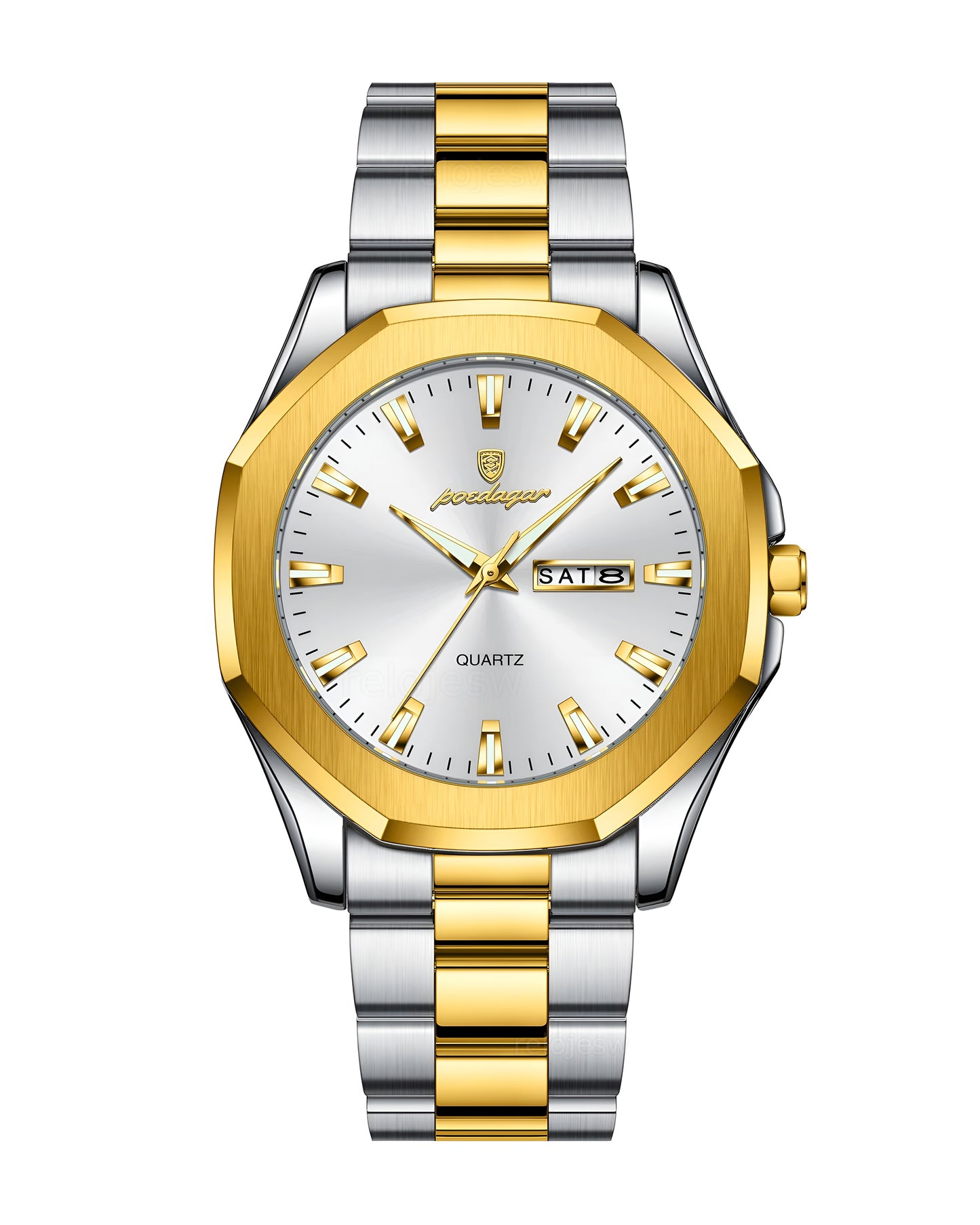Reloj Poedagar Hombre Original Plateado y Dorado PG-875-BIPL