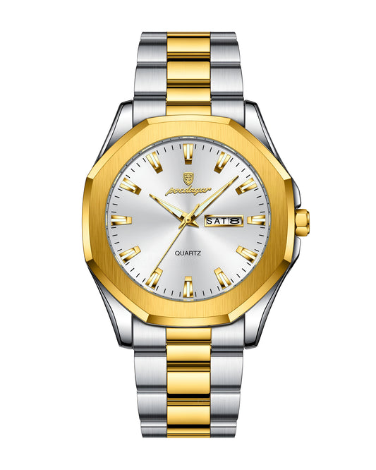 Reloj Poedagar Hombre Plateado y Dorado PG-875-BIPL