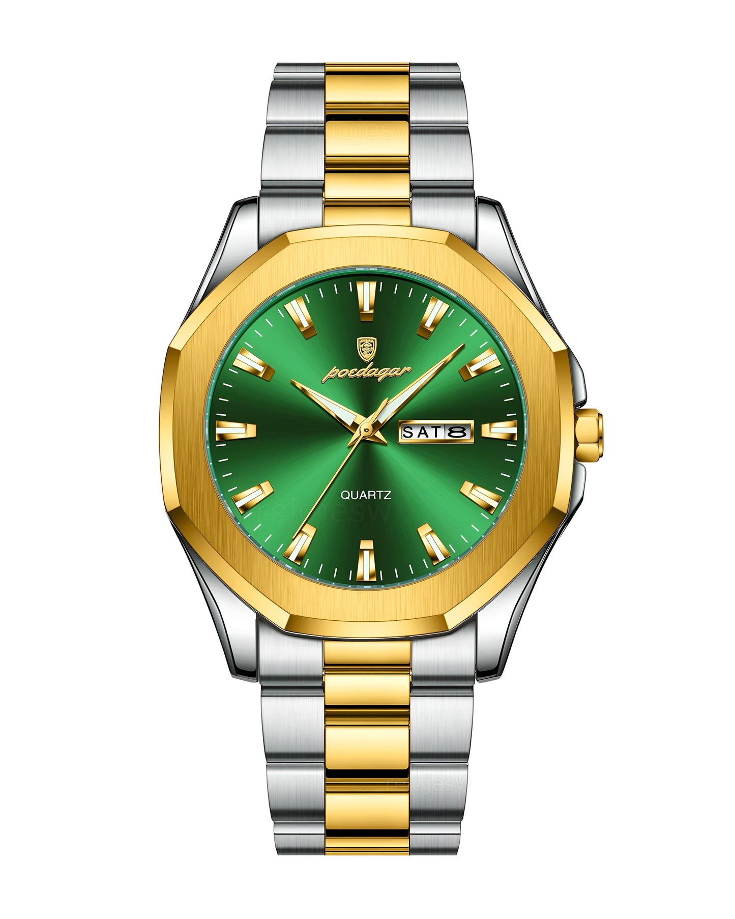 Reloj Poedagar Hombre Original Plateado y Dorado PG-875-BIVE