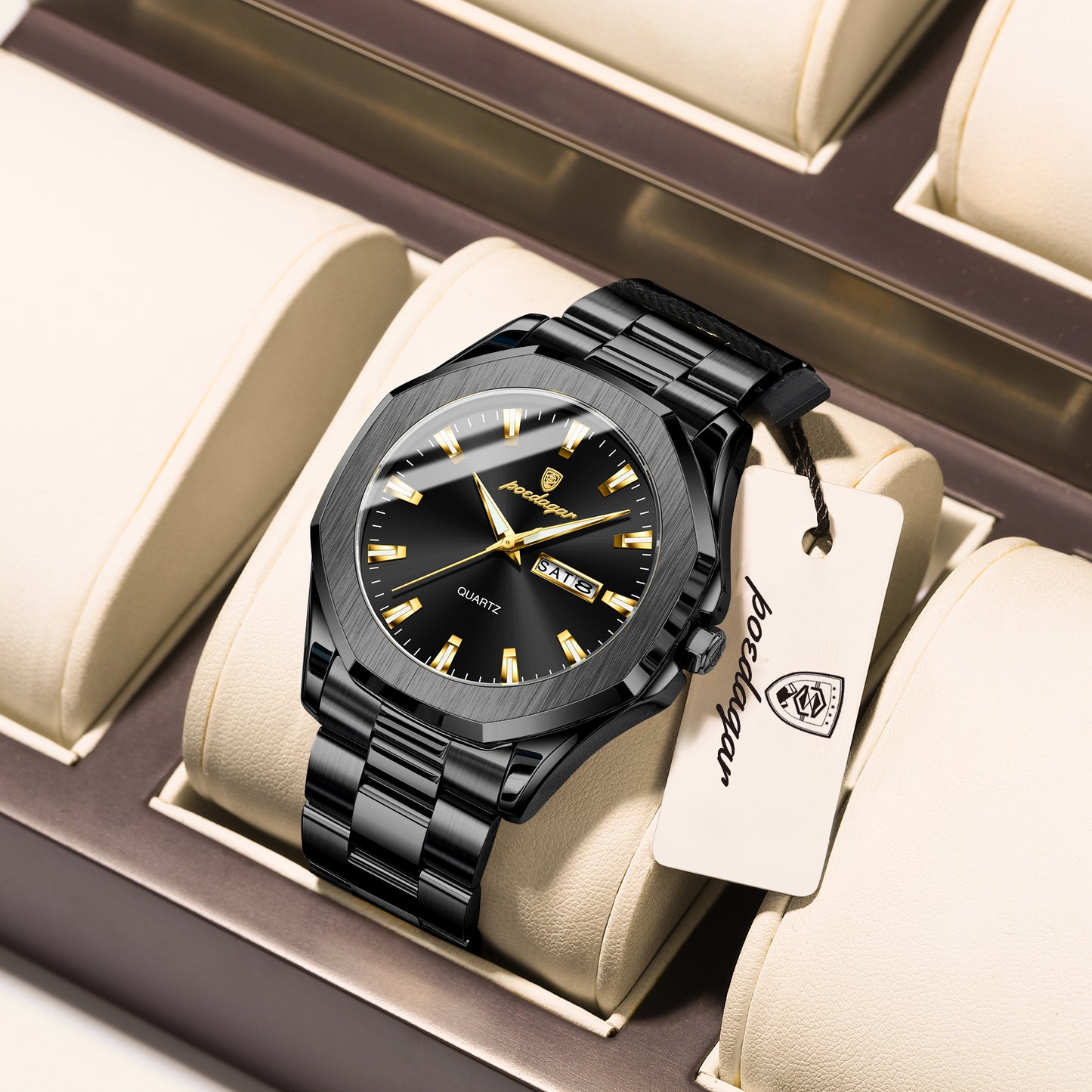Reloj Poedagar Hombre Original Negro PG-875-NENE