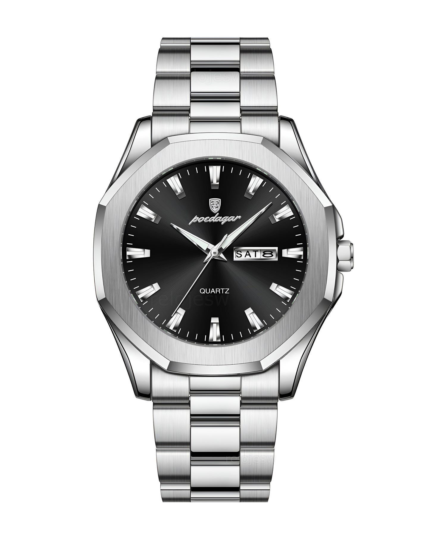 Reloj Poedagar Hombre Original Plateado PG-875-PLNE