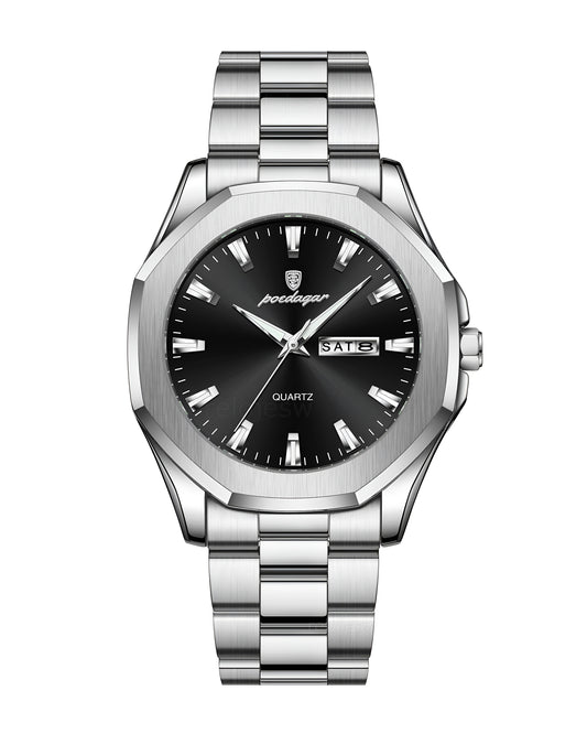 Reloj Poedagar Hombre Plateado PG-875-PLNE