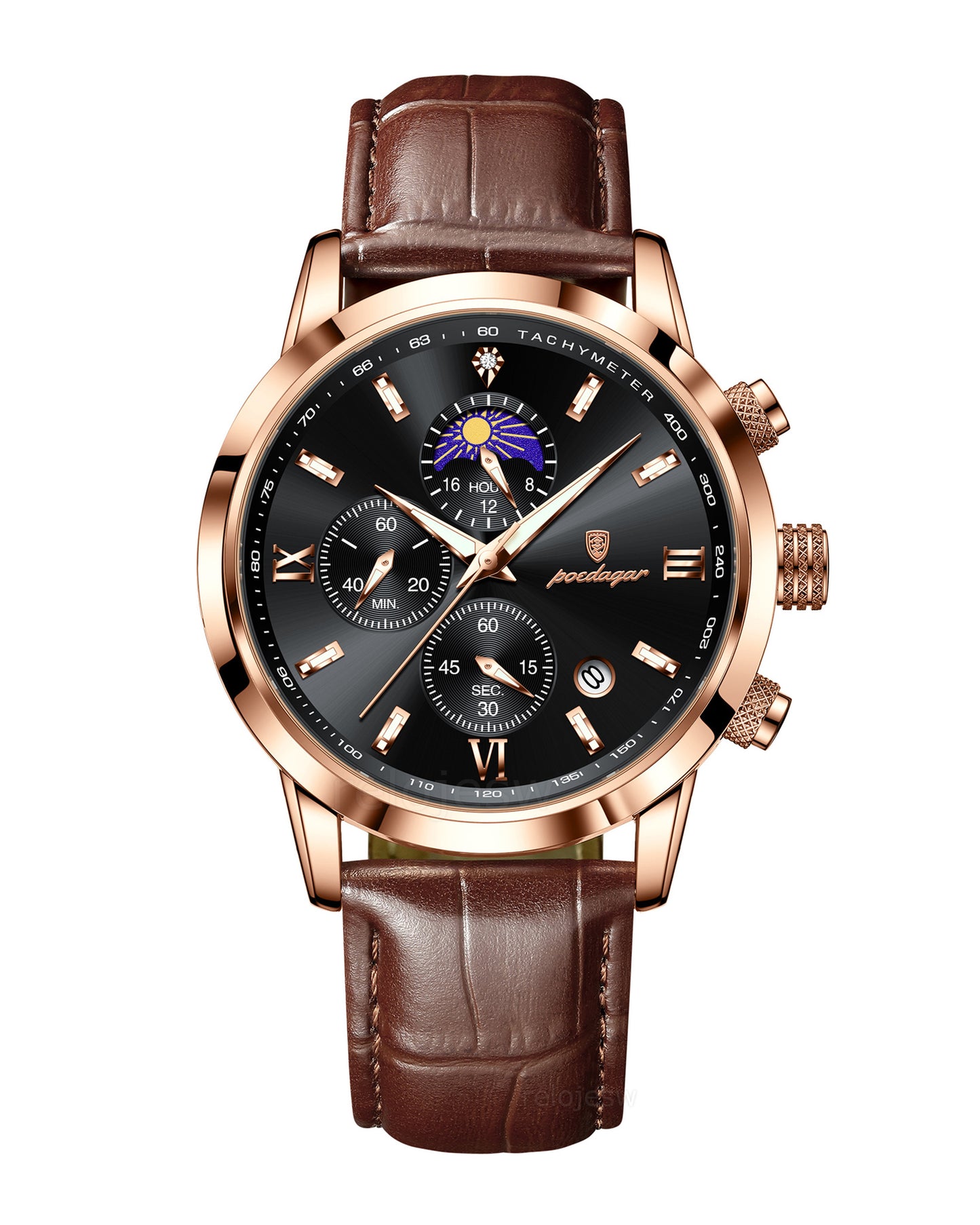 Reloj Poedagar Hombre Original Marrón PG-882B-CFOR