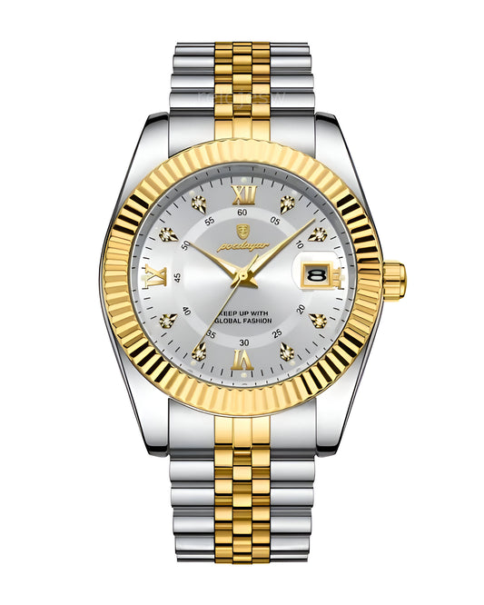 Reloj Poedagar Hombre Plateado Dorado PG-910-BIPL
