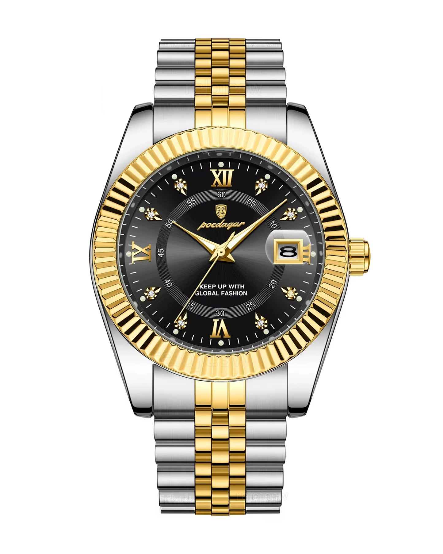 Reloj Poedagar Hombre Original Plateado y Dorado PG-910B-BINE