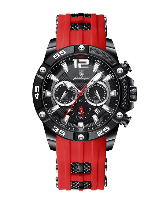 Reloj Poedagar Hombre Original Rojo PG-912B-RONE