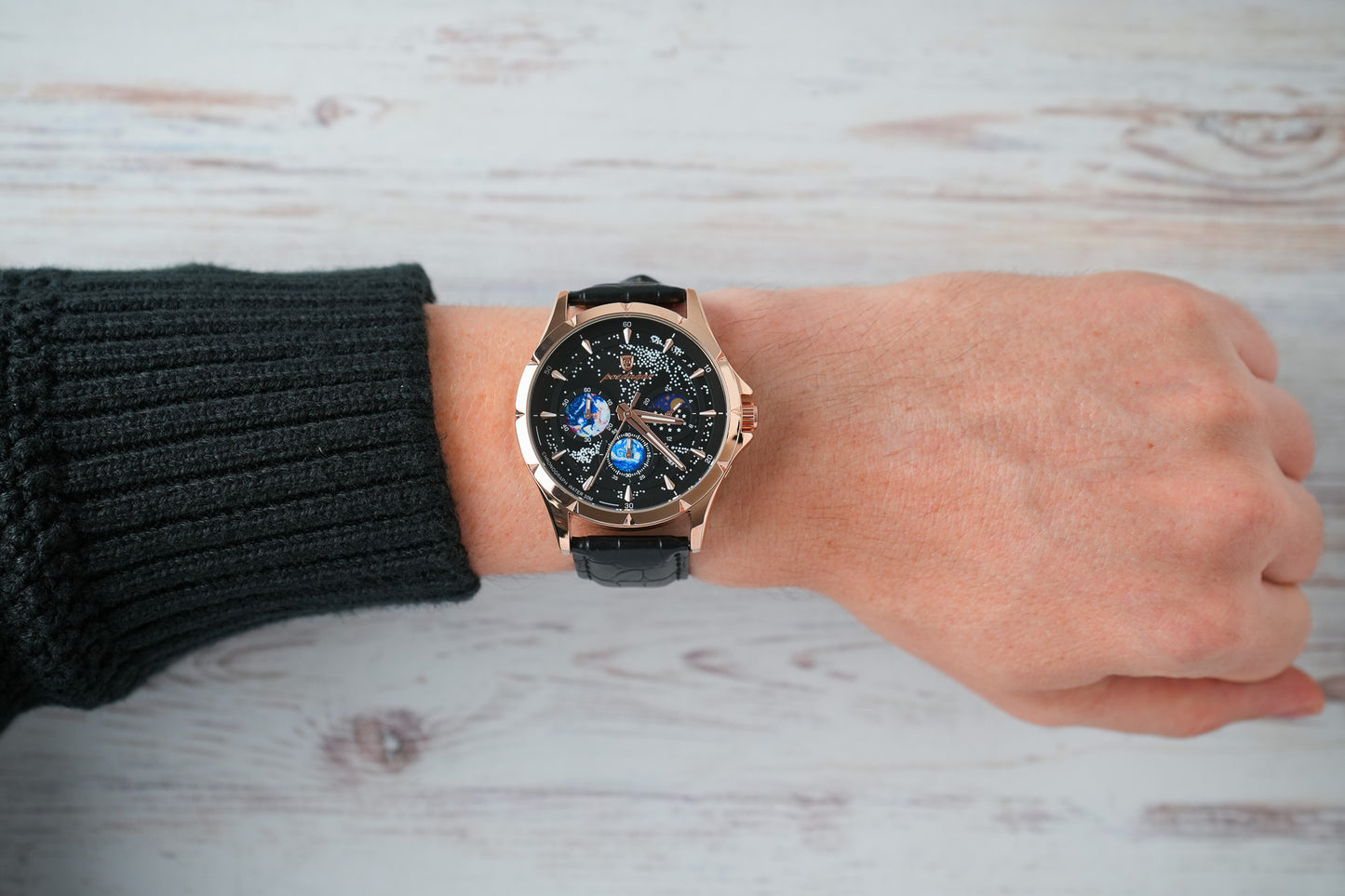 Reloj Poedagar Hombre Original Negro PG-916-NEOR