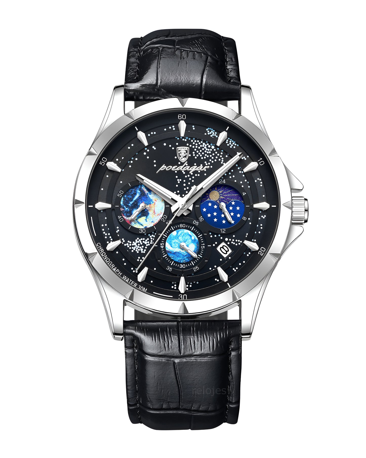 Reloj Poedagar Hombre Original Negro PG-916-NEPL