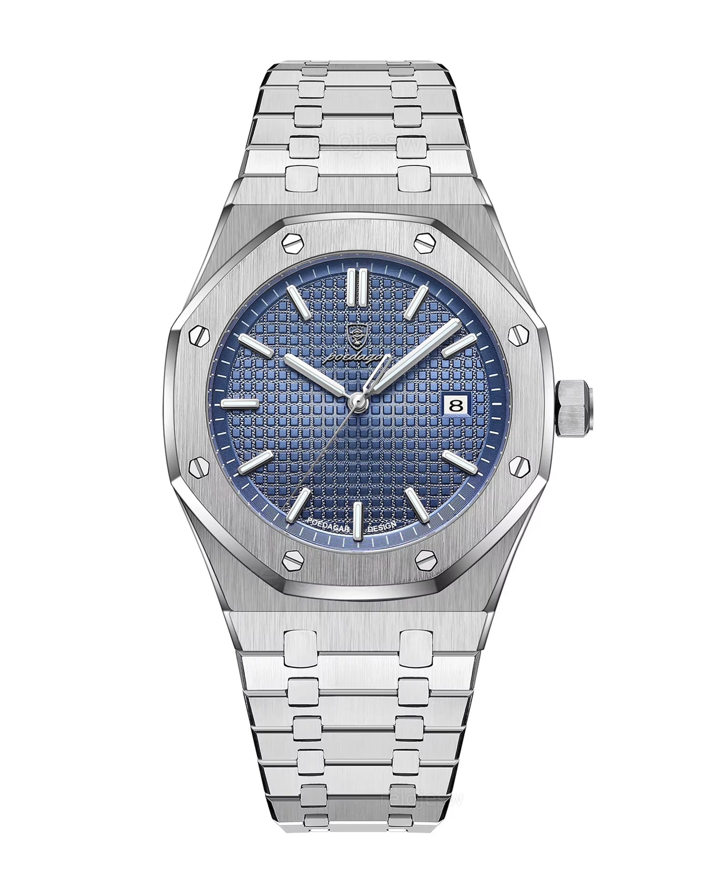 Reloj Poedagar Hombre Original Plateado PG-924B-PLAZ