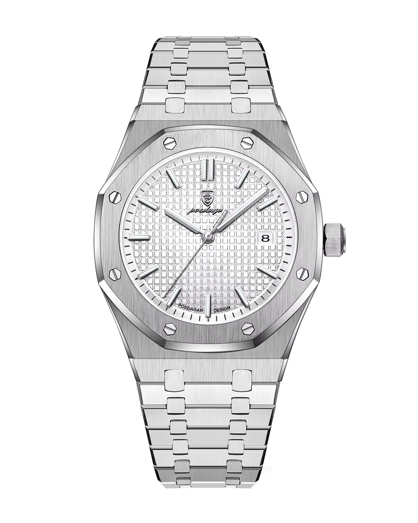 Reloj Poedagar Hombre Original Plateado PG-924B-PLPL