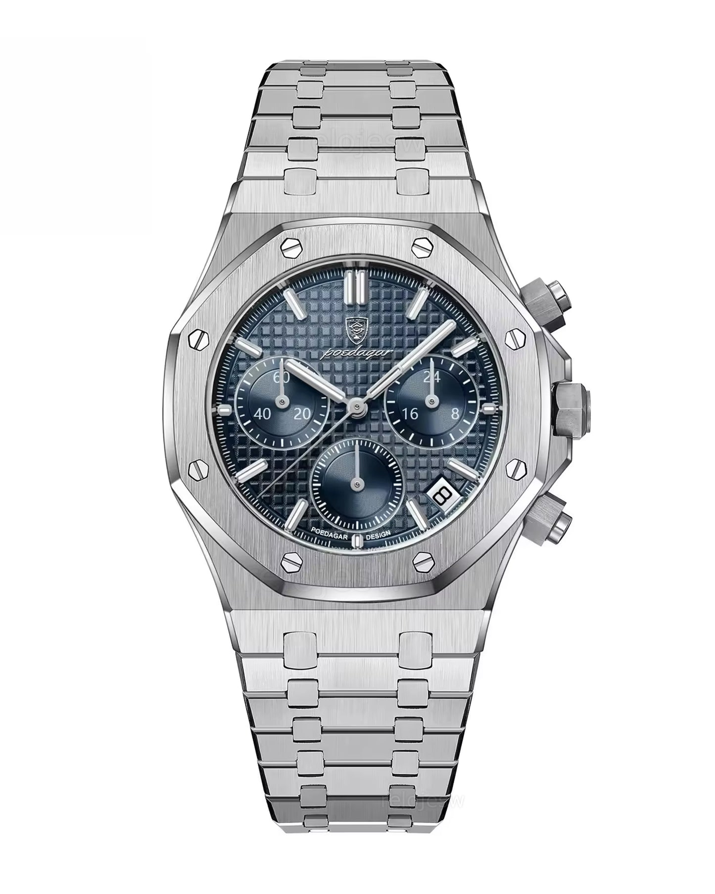 Reloj Poedagar Hombre Original Plateado PG-926B-PLAZ