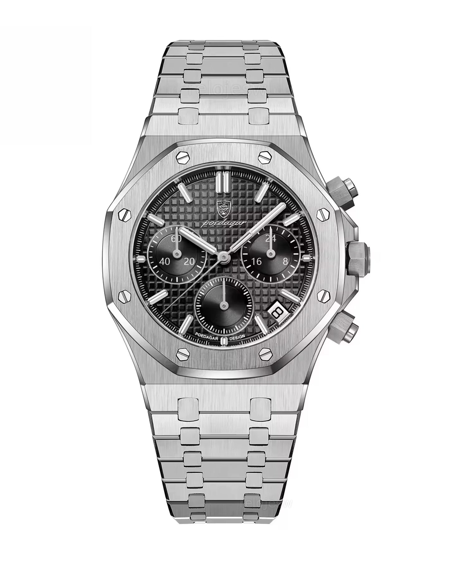 Reloj Poedagar Hombre Original Plateado PG-926B-PLNE