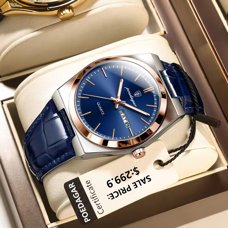 Reloj Poedagar Hombre Original Azul PG-930-AZPL