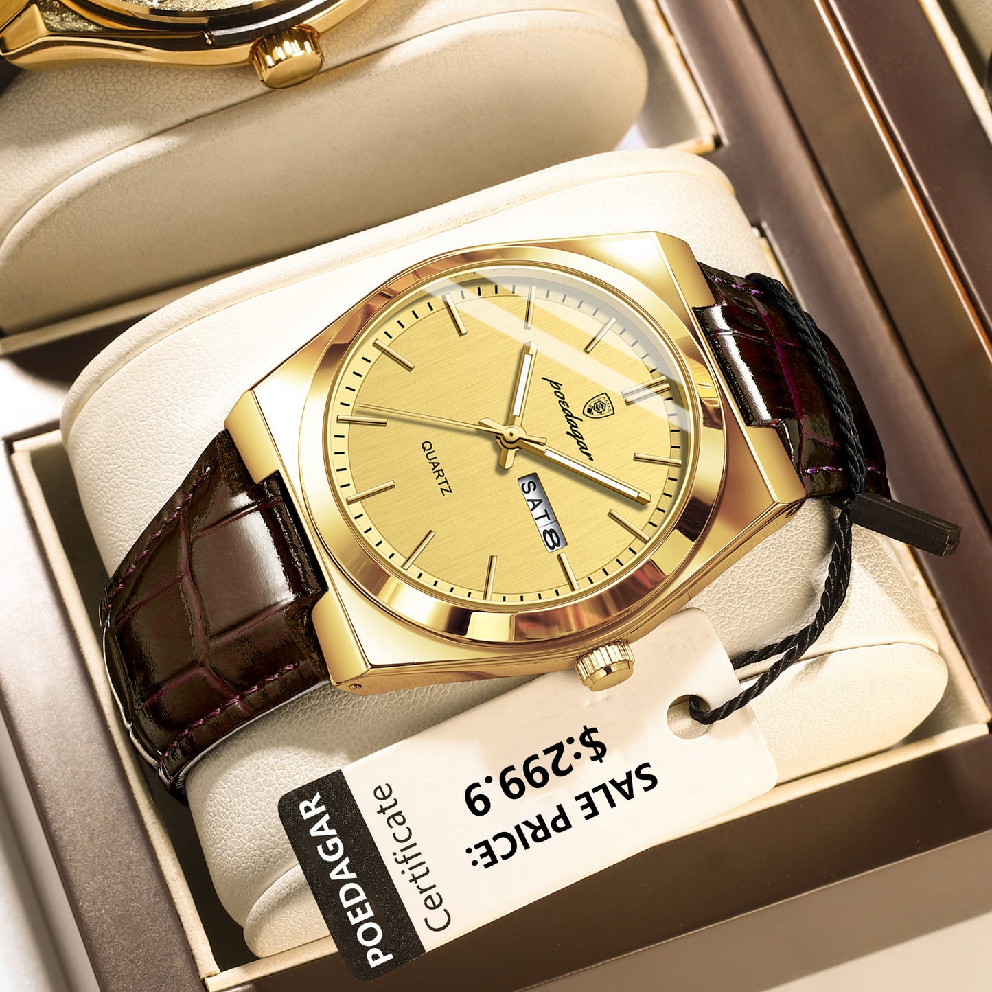 Reloj Poedagar Hombre Original  Marrón PG-930-MADO