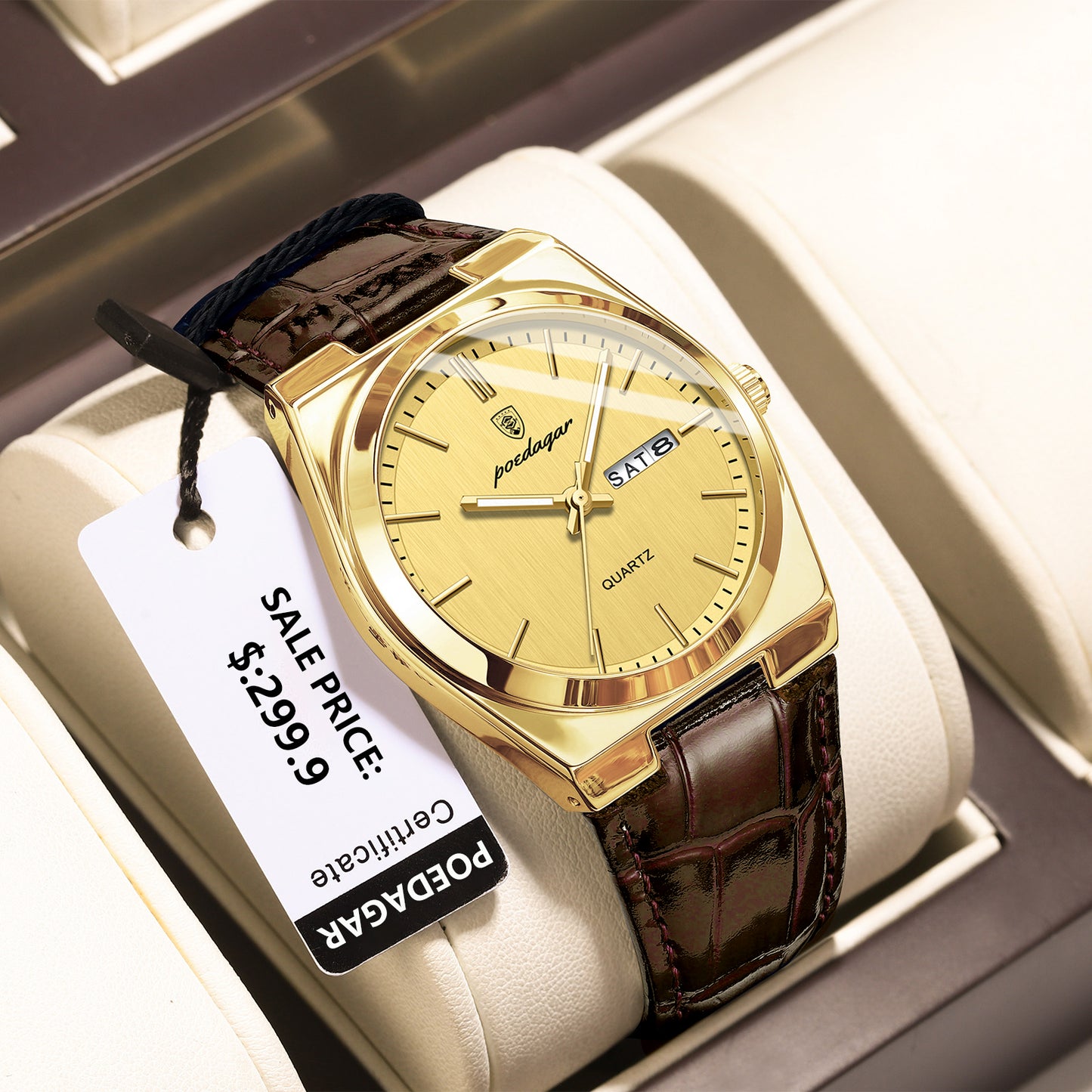 Reloj Poedagar Hombre Original  Marrón PG-930-MADO