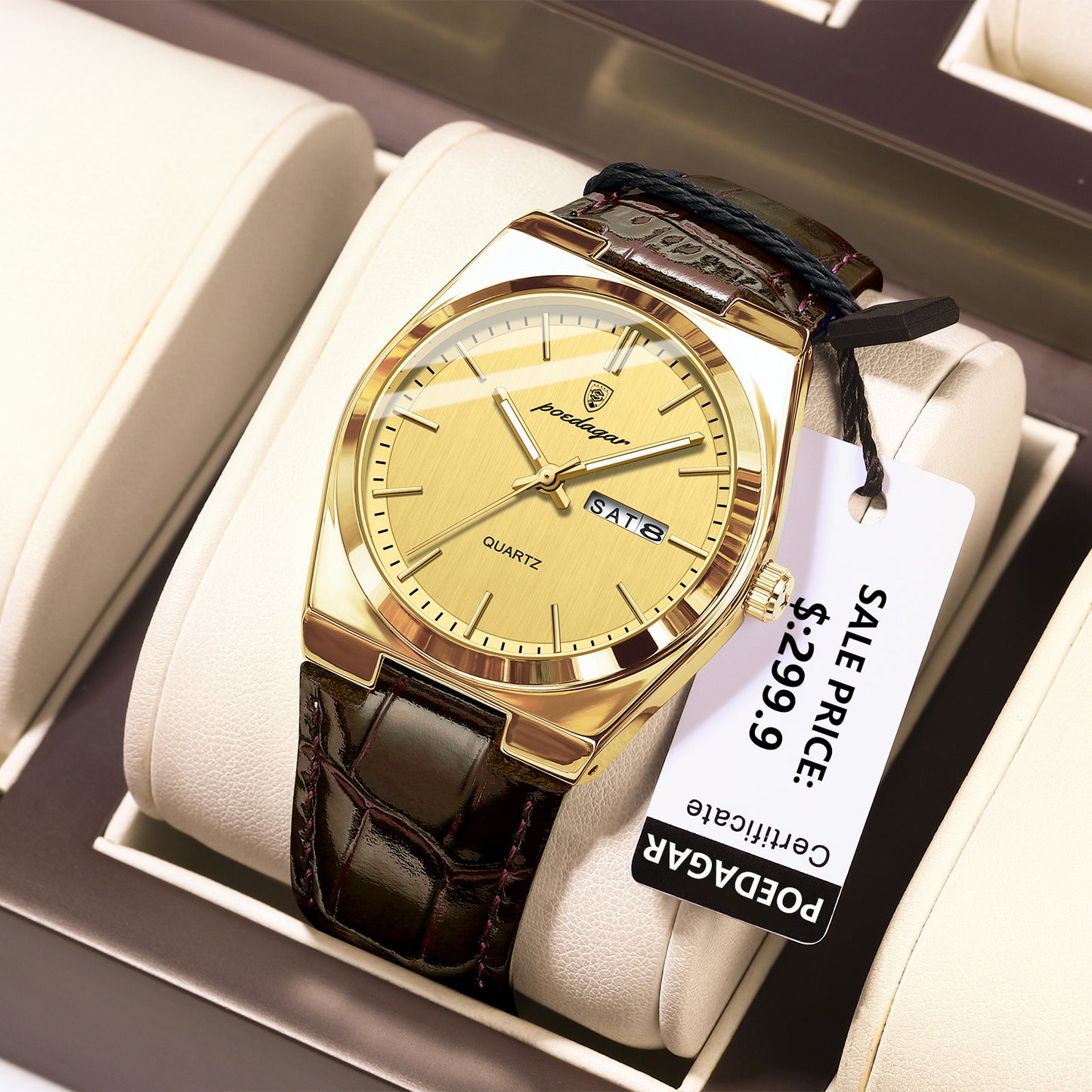 Reloj Poedagar Hombre Original  Marrón PG-930-MADO