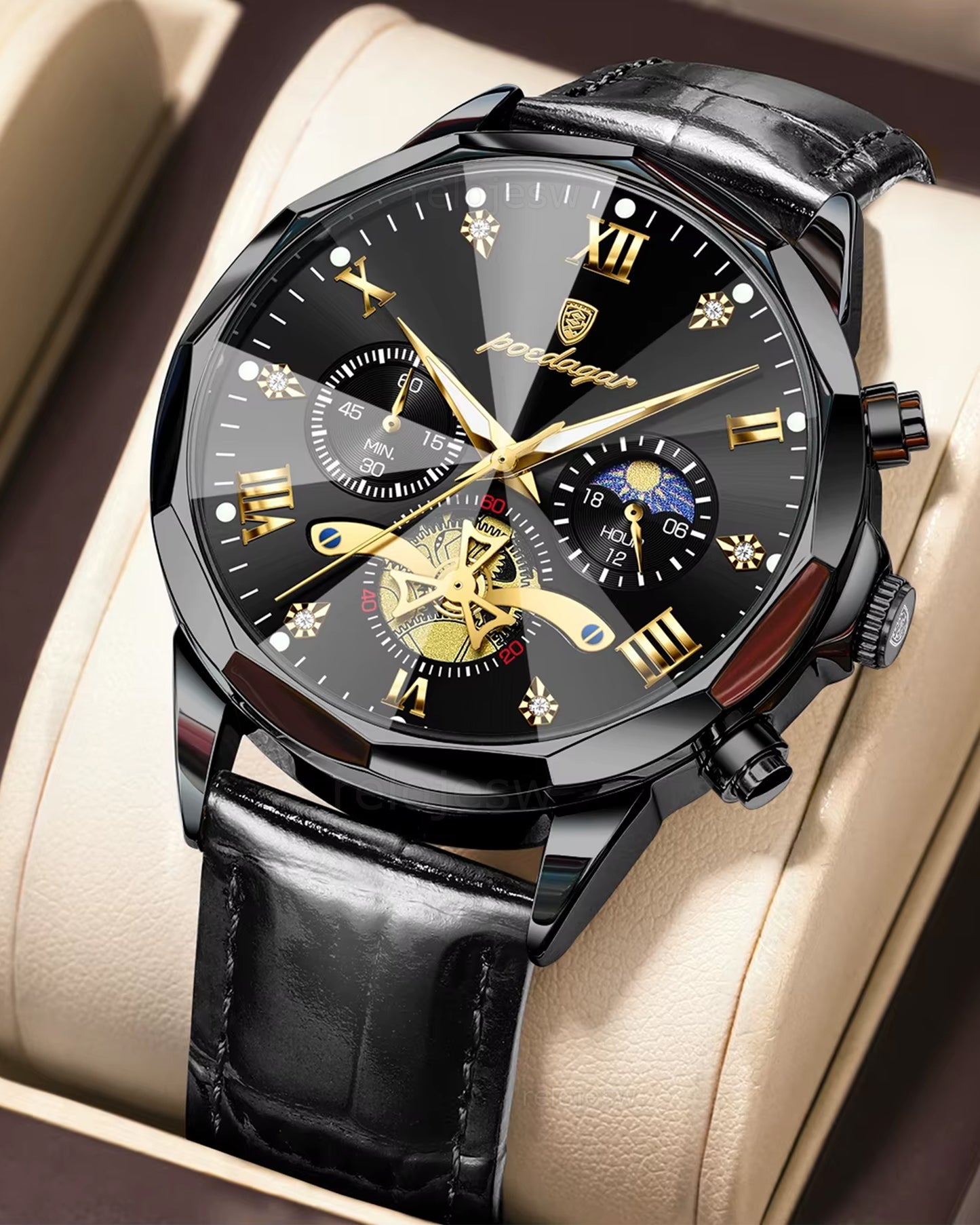 Reloj Poedagar Hombre Original Negro PG-938B-NENE
