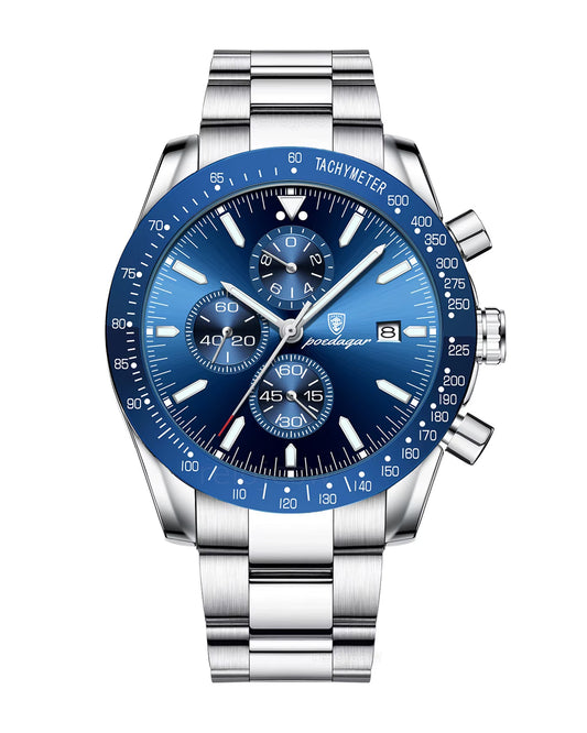Reloj Poedagar Hombre Original Plateado PG-988-PLAZ