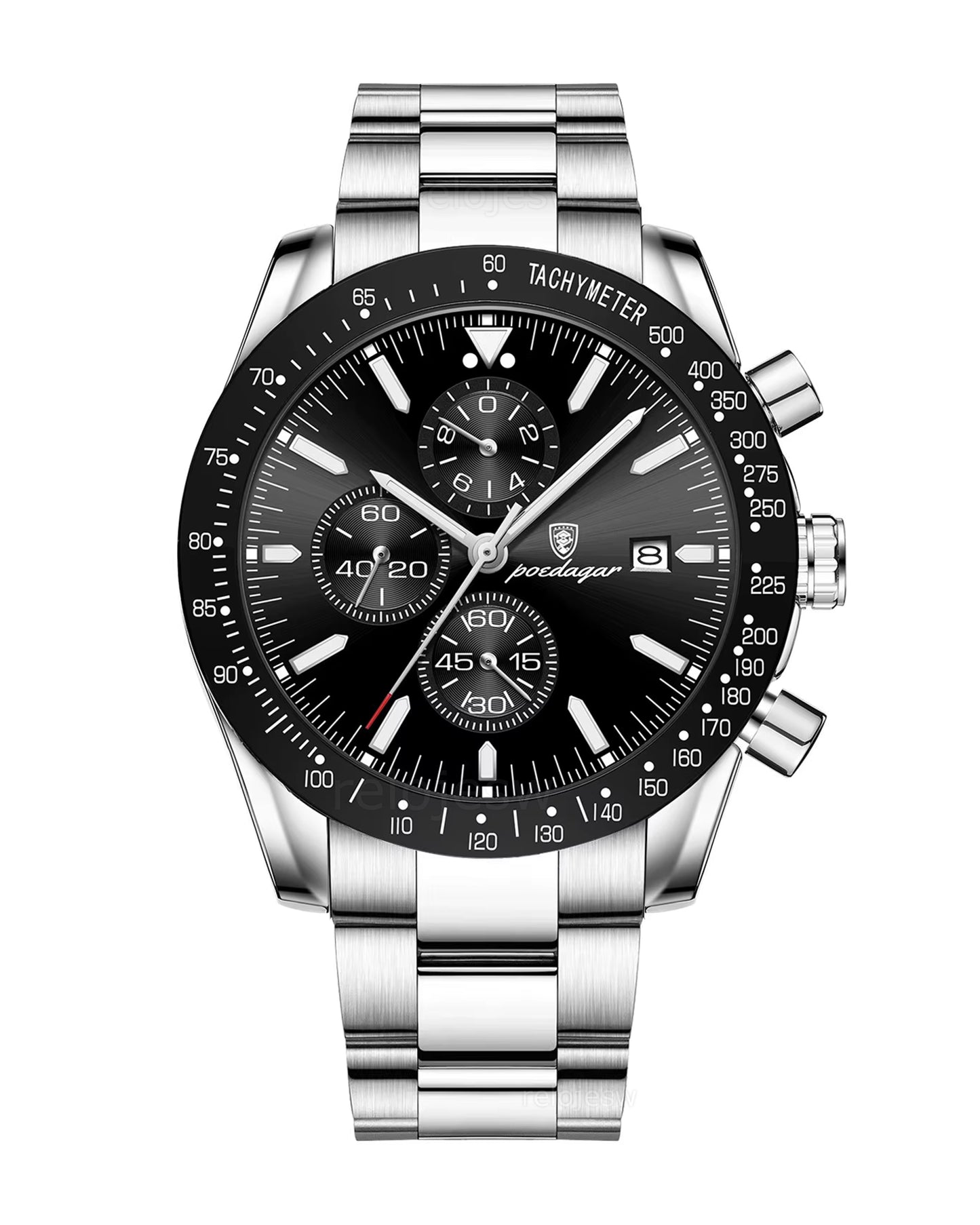 Reloj Poedagar Hombre Original Plateado PG-988-PLNE