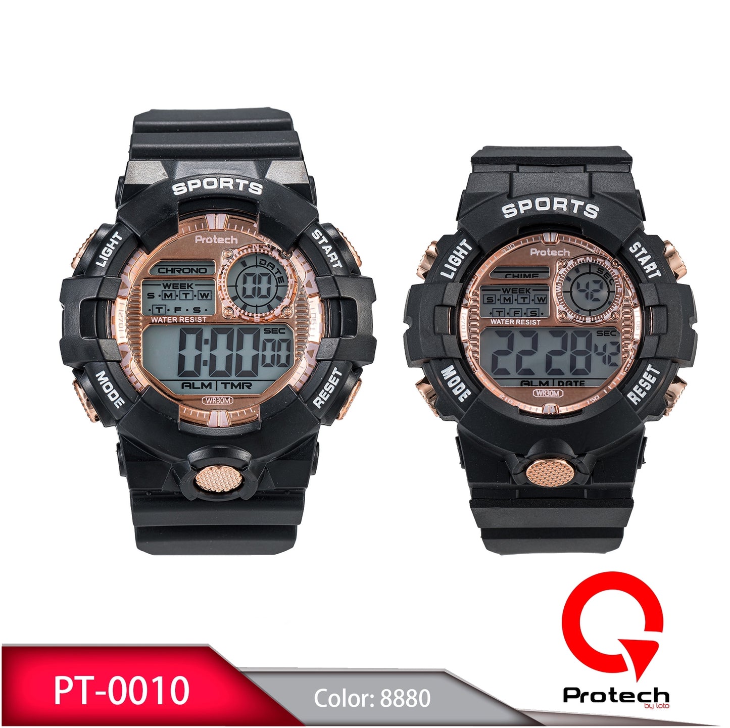 Reloj Loto Pareja PT-0010 Negro Oro Rosa