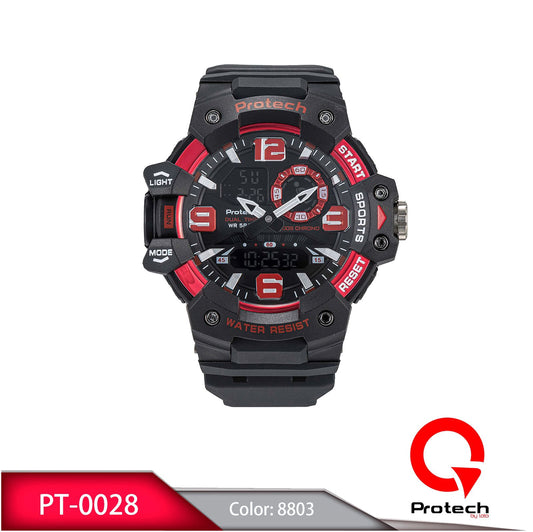 Reloj Loto Hombre Negro Rojo PT-0028-NERO