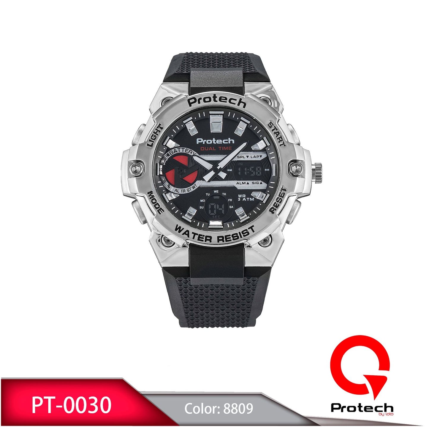 Reloj Loto Hombre Negro Plateado PT-0030-NEPL