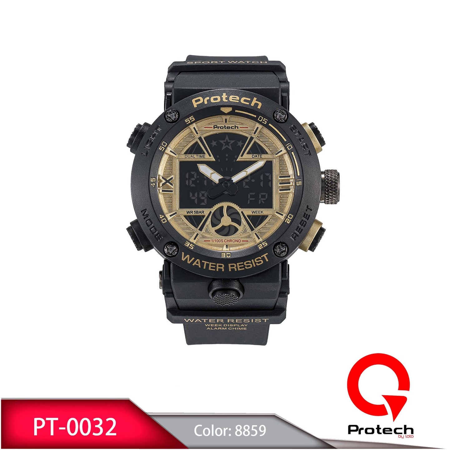 Reloj Loto Hombre Negro Dorado PT-0032-NEDO