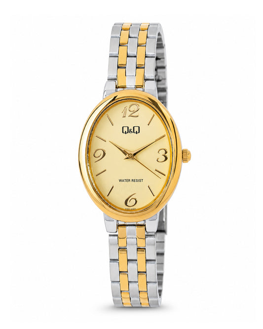 Reloj Q&Q Original Mujer Plateado y Dorado Q10C003Y