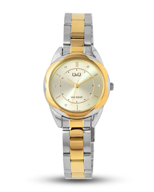 Reloj Q&Q Mujer Plateado y Dorado Q19C502Y