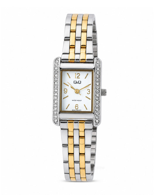 Reloj Q&Q Original Mujer Plateado y Dorado Q24C003Y