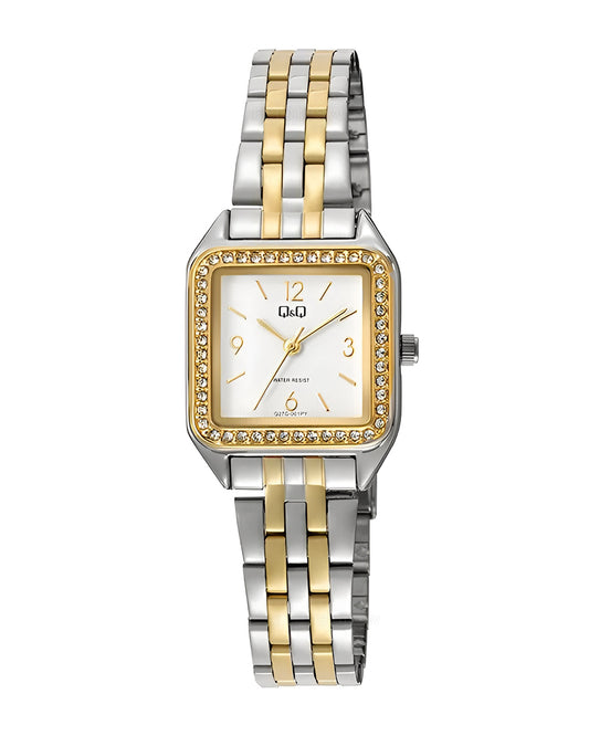 Reloj Q&Q Original Mujer Plateado y Dorado Q27C001Y