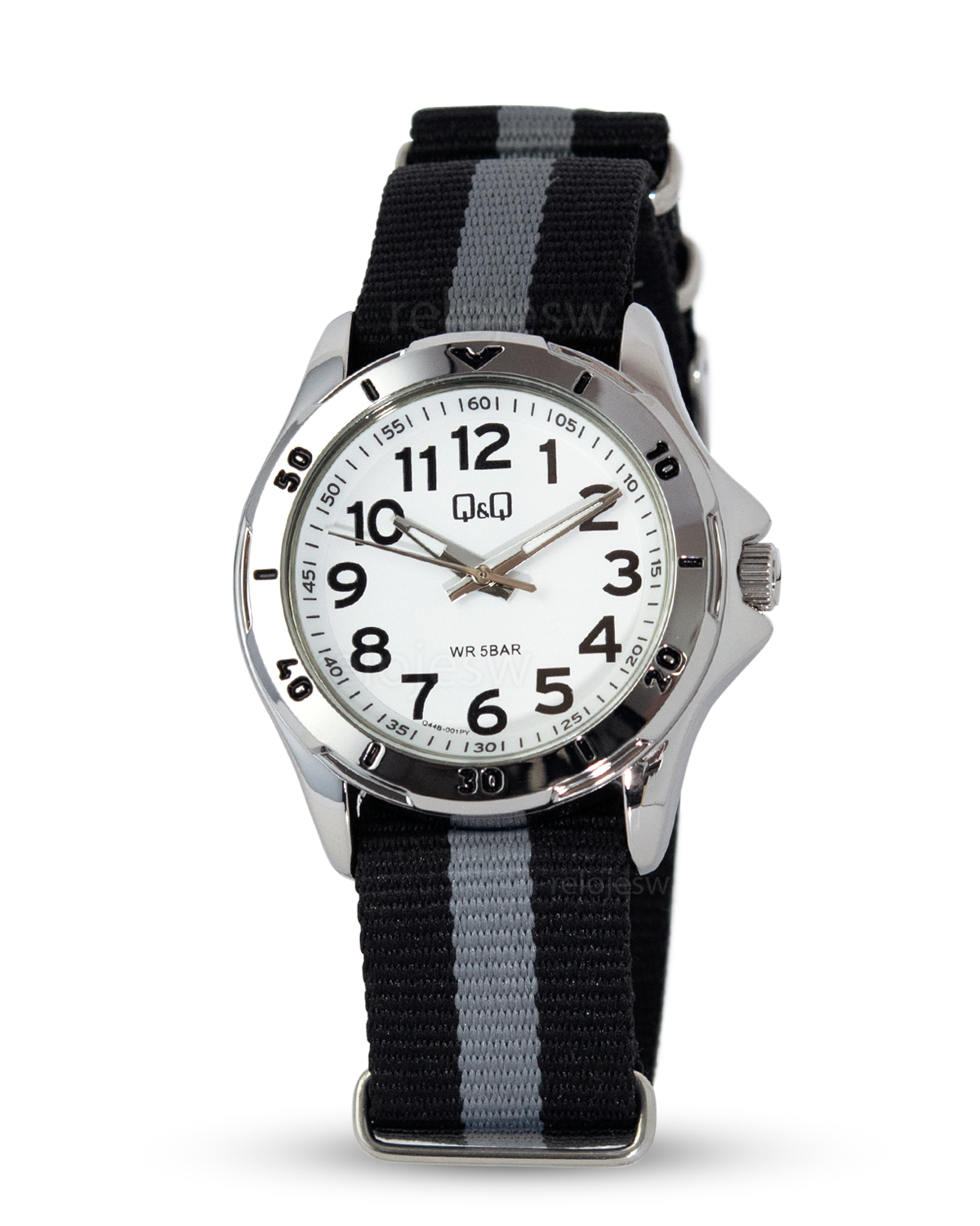 Reloj Q&Q Hombre Negro Plateado Q44B001Y