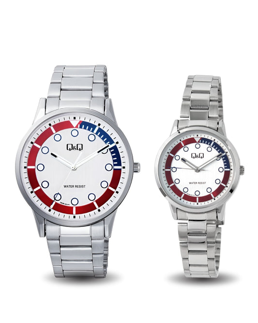 Relojes Q&Q Pareja Plateado Dorado Q50B001Y-Q52B001Y
