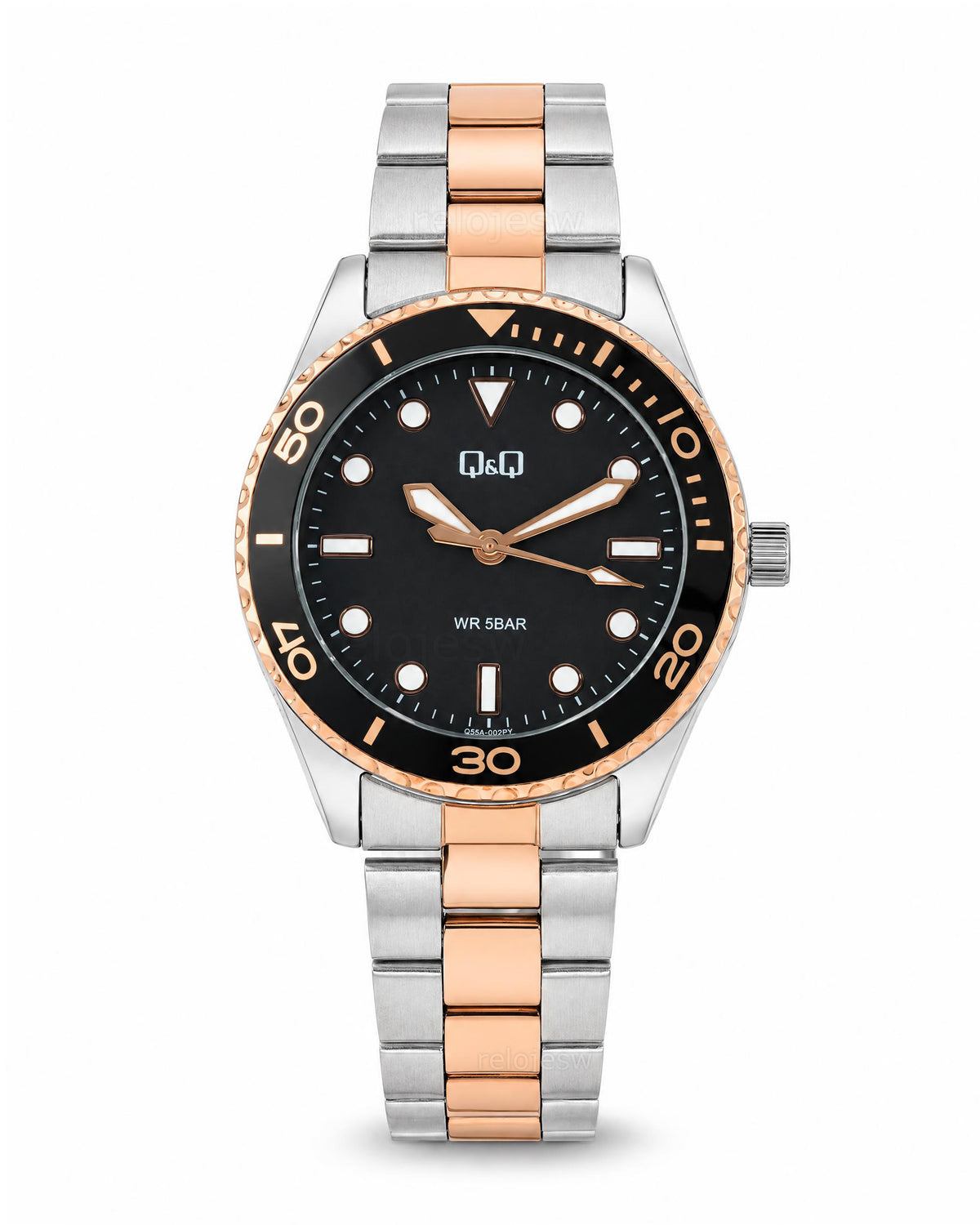 Reloj Q&Q Mujer Original Plateado y Oro Rosa Q55A002Y