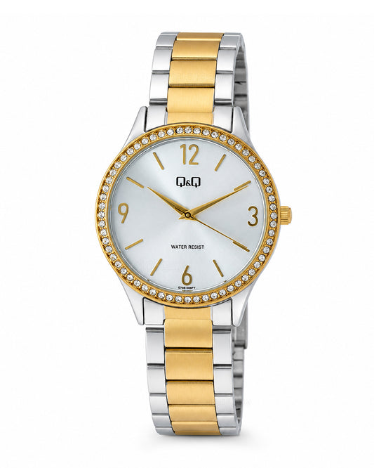 Reloj Q&Q Original Mujer Plateado y Dorado Q75B006Y
