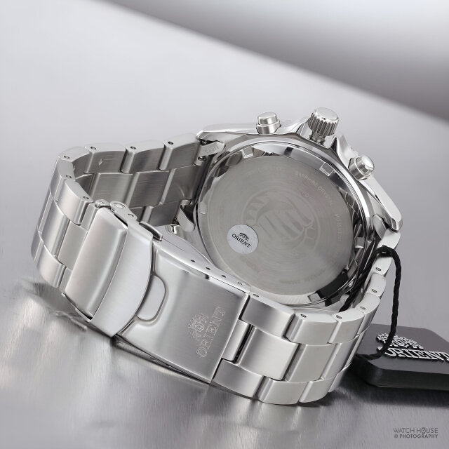 Reloj Orient Hombre Original Mako Cronógrafo Solar Plateado RA-TX0202B
