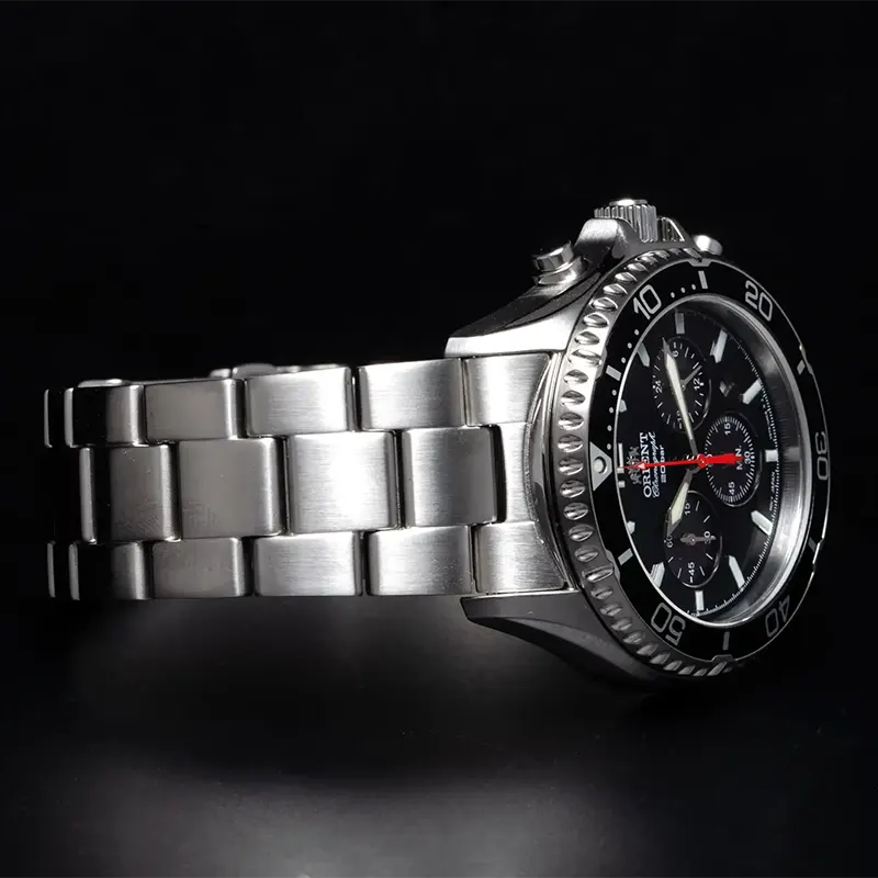 Reloj Orient Hombre Original Mako Cronógrafo Solar Plateado RA-TX0202B