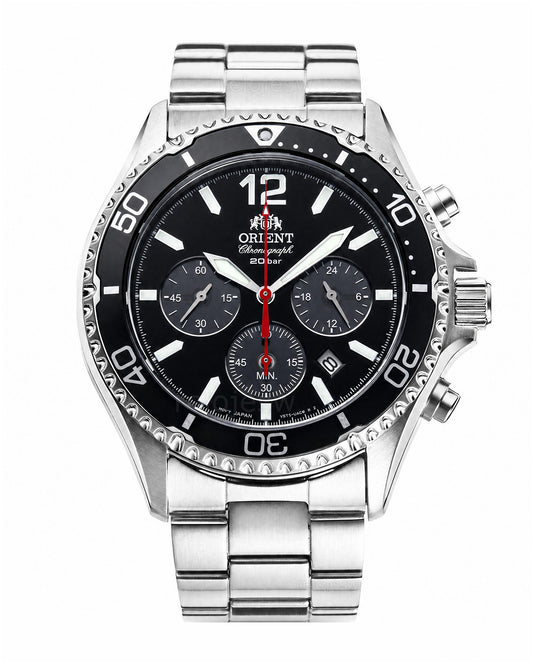 Reloj Orient Hombre Original Mako Cronógrafo Solar Plateado RA-TX0202B