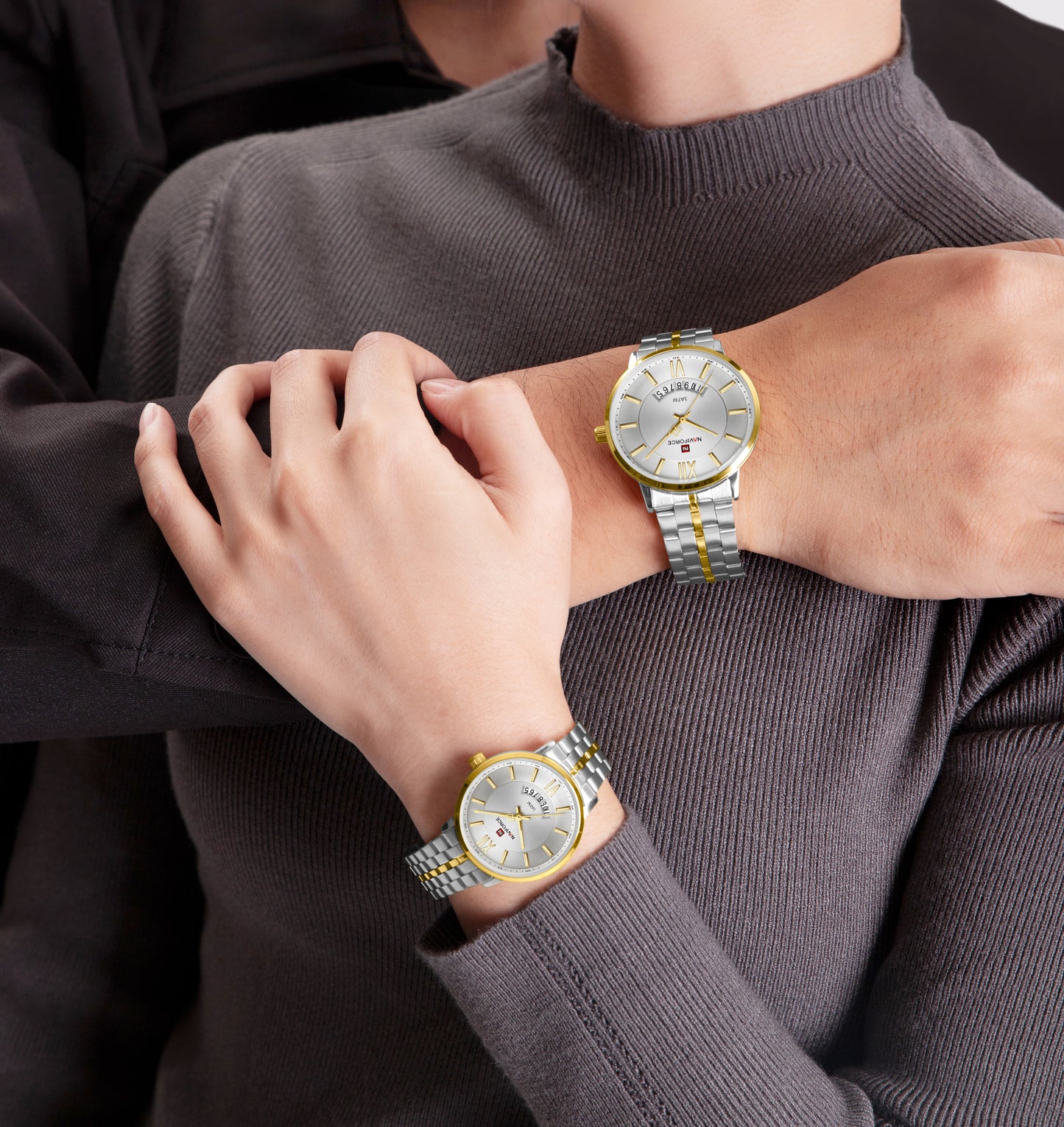 Reloj Naviforce Pareja Plateado Dorado NF9238-BIPL