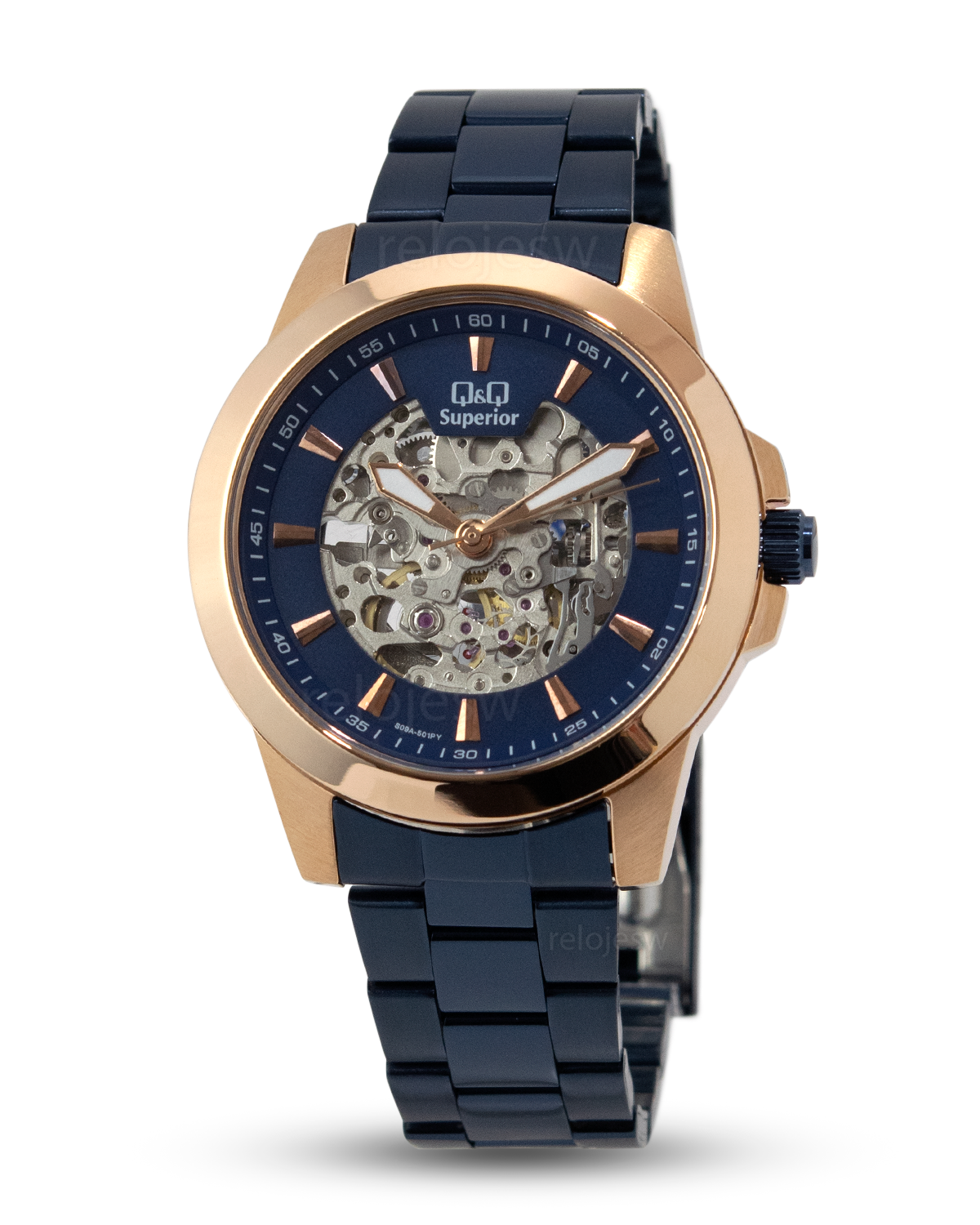 Reloj Q&Q Superior Hombre Azul Oro Rosa S09A501Y