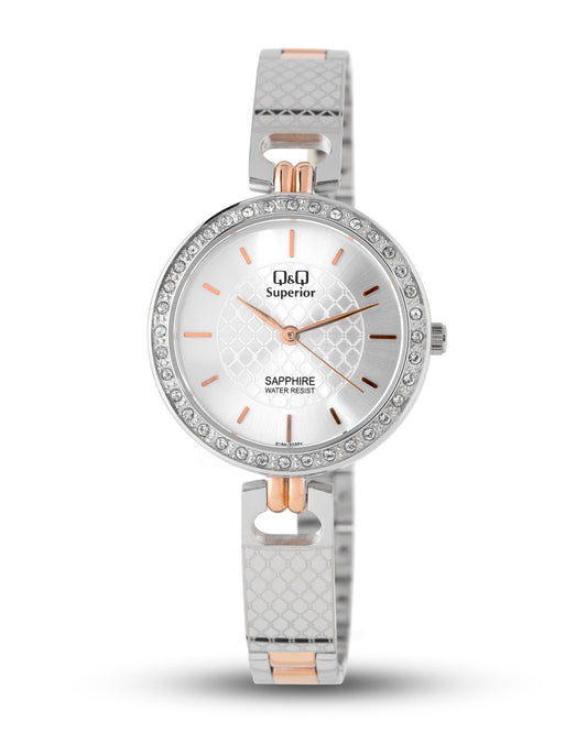 Reloj Q&Q Superior Mujer Plateado y Oro Rosa S16A503Y
