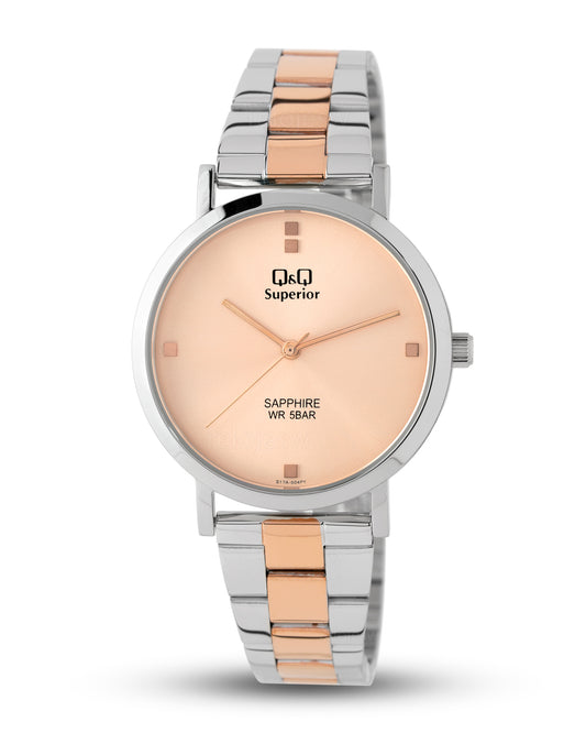 Reloj Q&Q Mujer Plateado y Oro Rosa S17A504Y