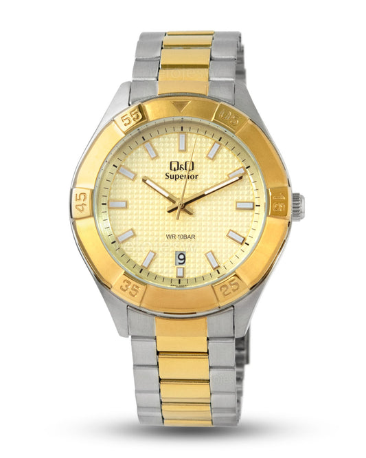 Reloj Q&Q Superior Hombre Plateado Dorado S20A006Y