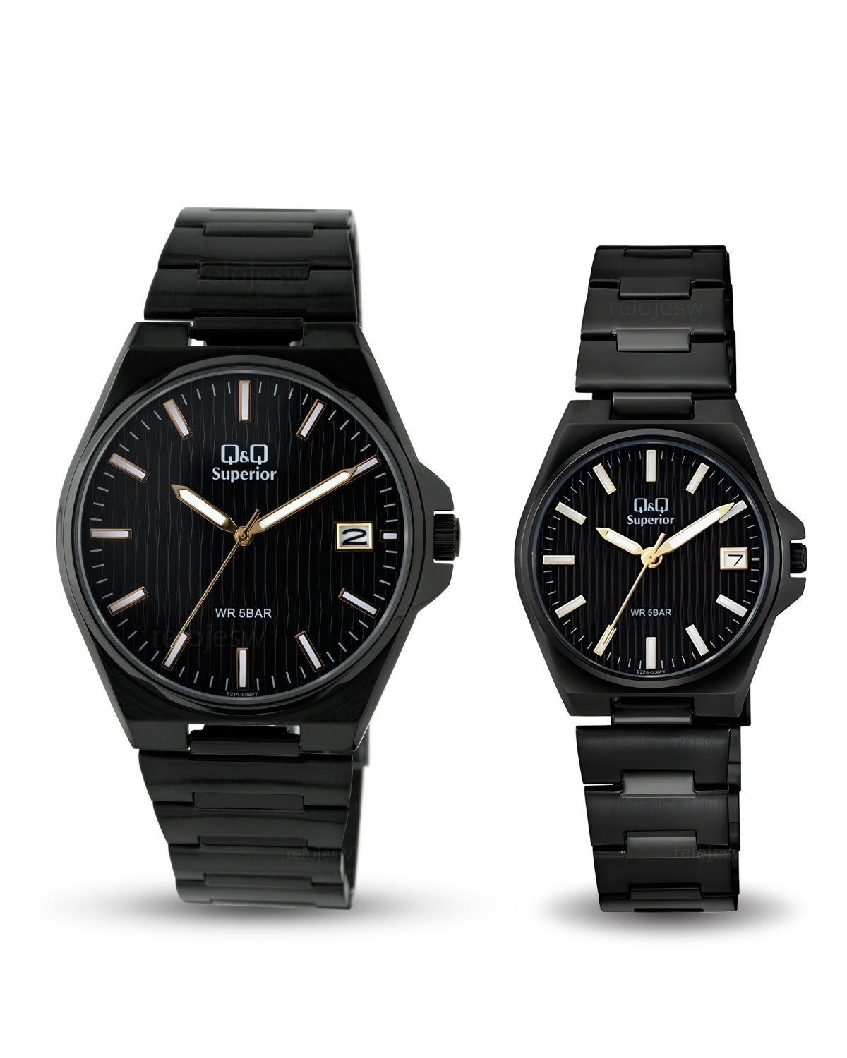 Reloj Q&Q Superior Pareja Original Negro S21A008Y-S22A008Y