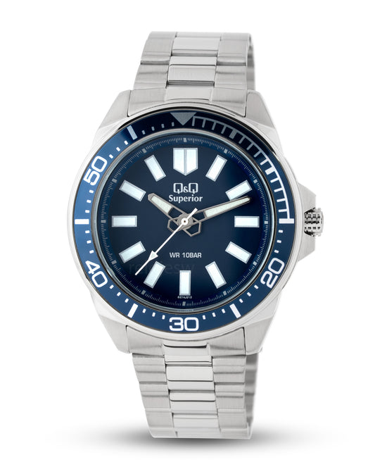 Reloj Q&Q Superior Hombre Plateado Azul S374J212Y