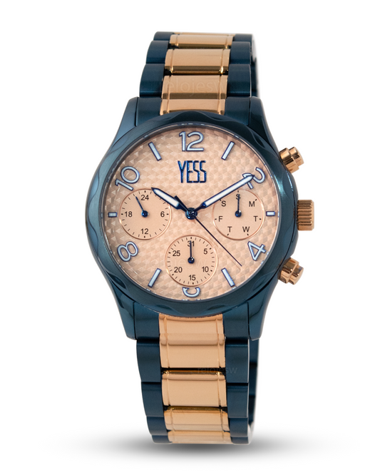 Reloj Yess Hombre Oro Rosa Azul SMT-230904-5