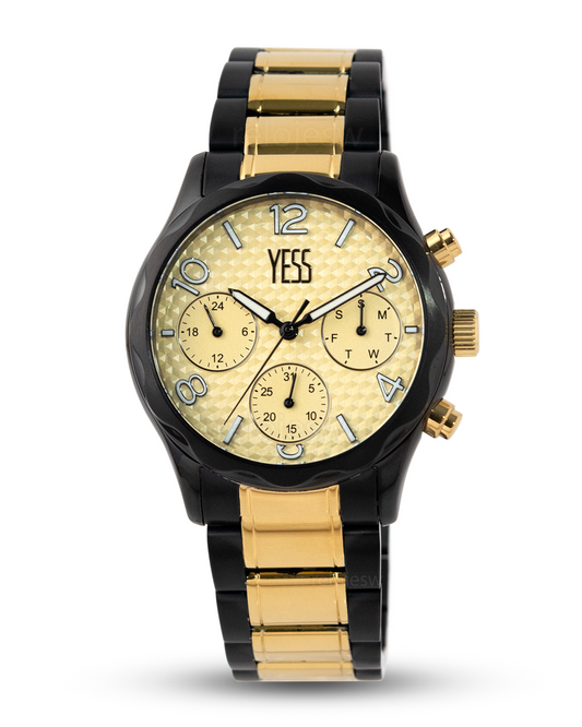 Reloj Yess Hombre Dorado Negro SMT-230904-6