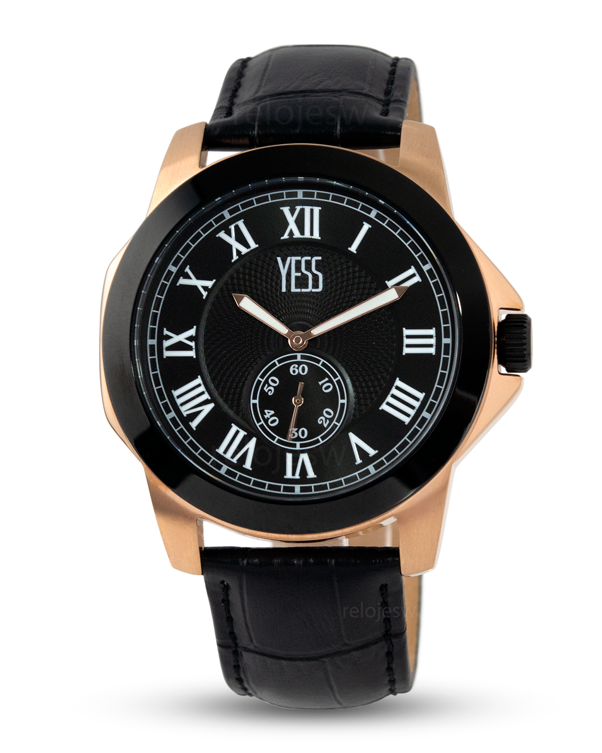 Reloj Yess Hombre Negro Oro Rosa SMT-230918G-2