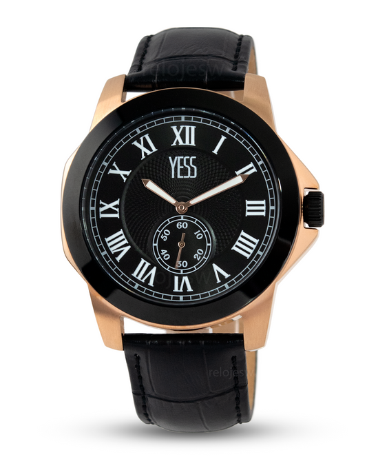 Reloj Yess Hombre Negro Oro Rosa SMT-230918G-2